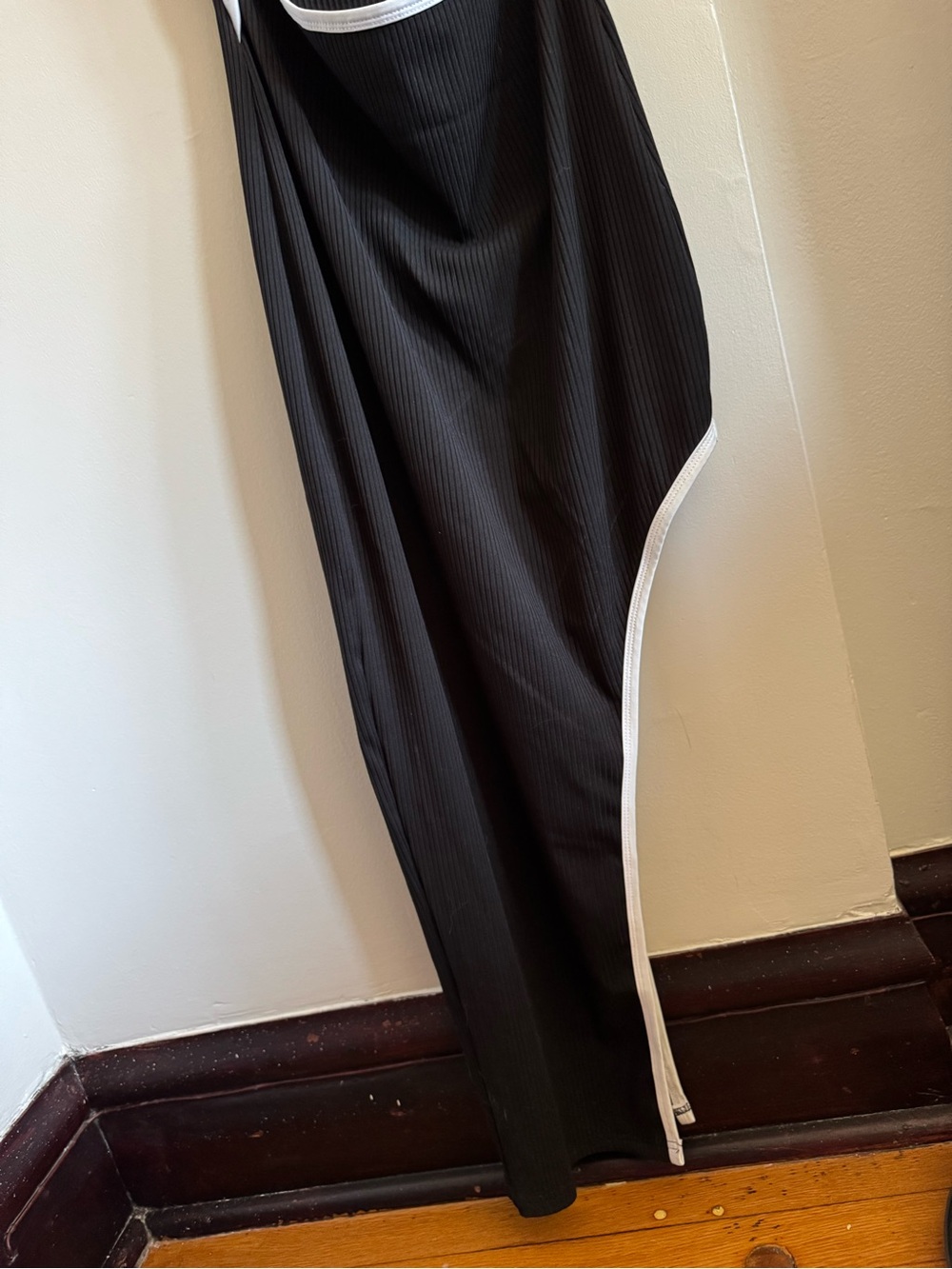 Fashion Nova Black Slip Dress with White Trim and Cutout - Picture 5 of 5